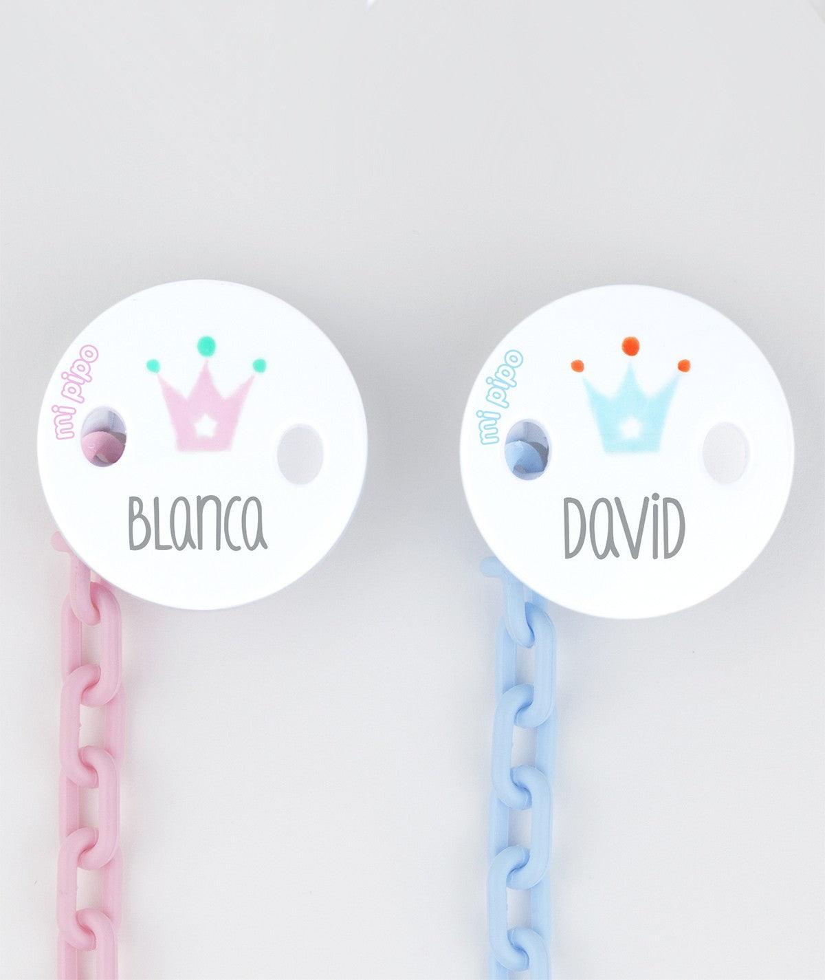 Broche Chupetero Personalizado Pinza Cadenita Deco Corona Mi Pipo - Nanetes #